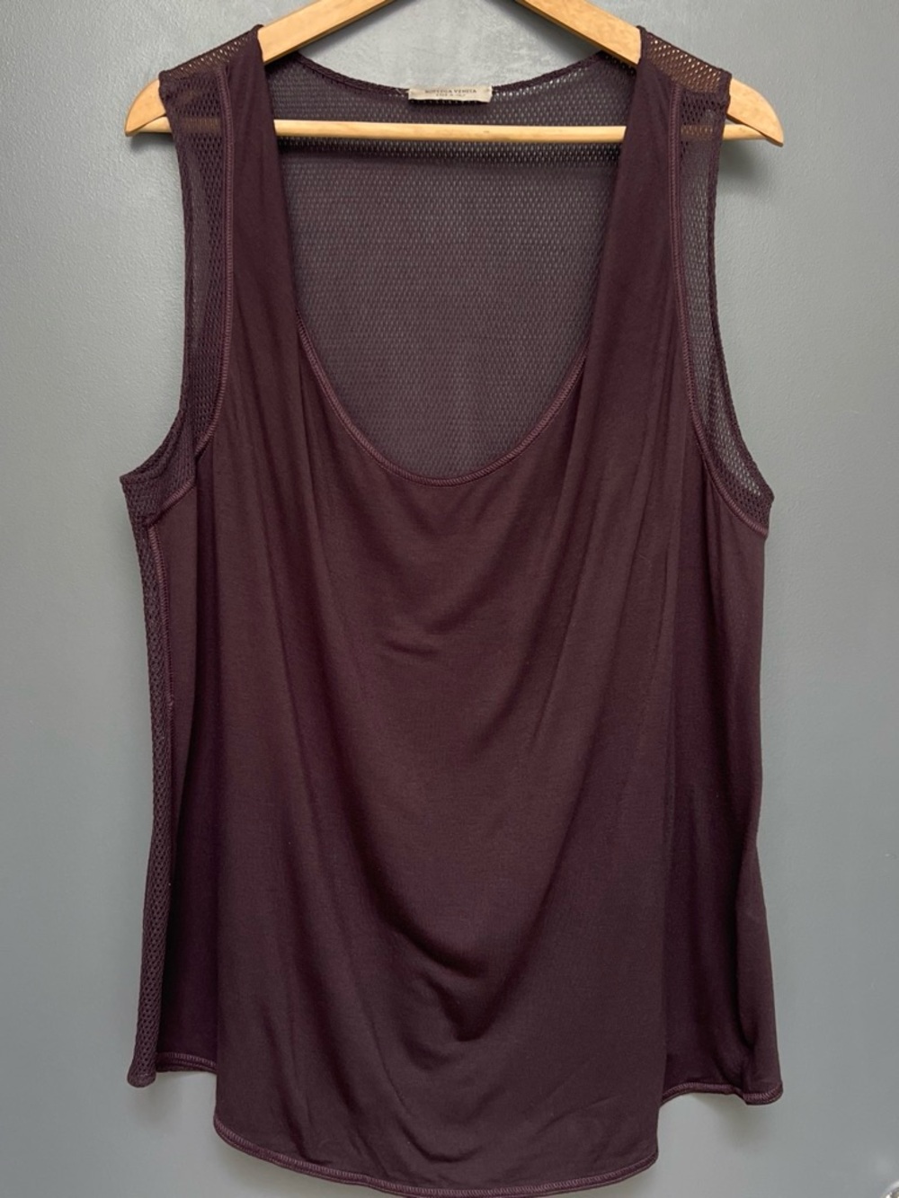 Bottega Veneta Sleeveless Mesh-Back Tank Top - Deep Plum